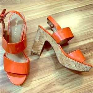 Franco Sarto Orange Wedge Sandals